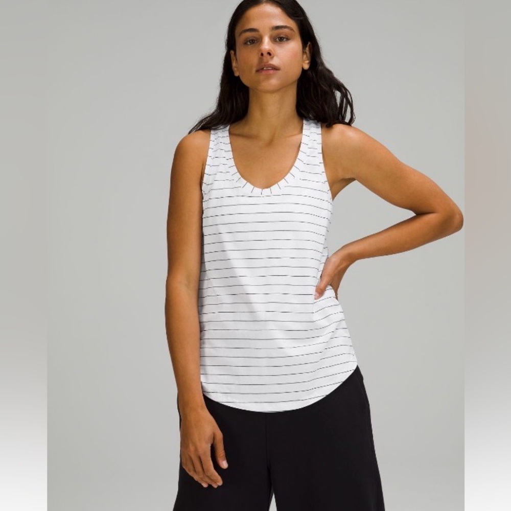 Lululemon love tank top size 6 White and Black Striped Tank Top